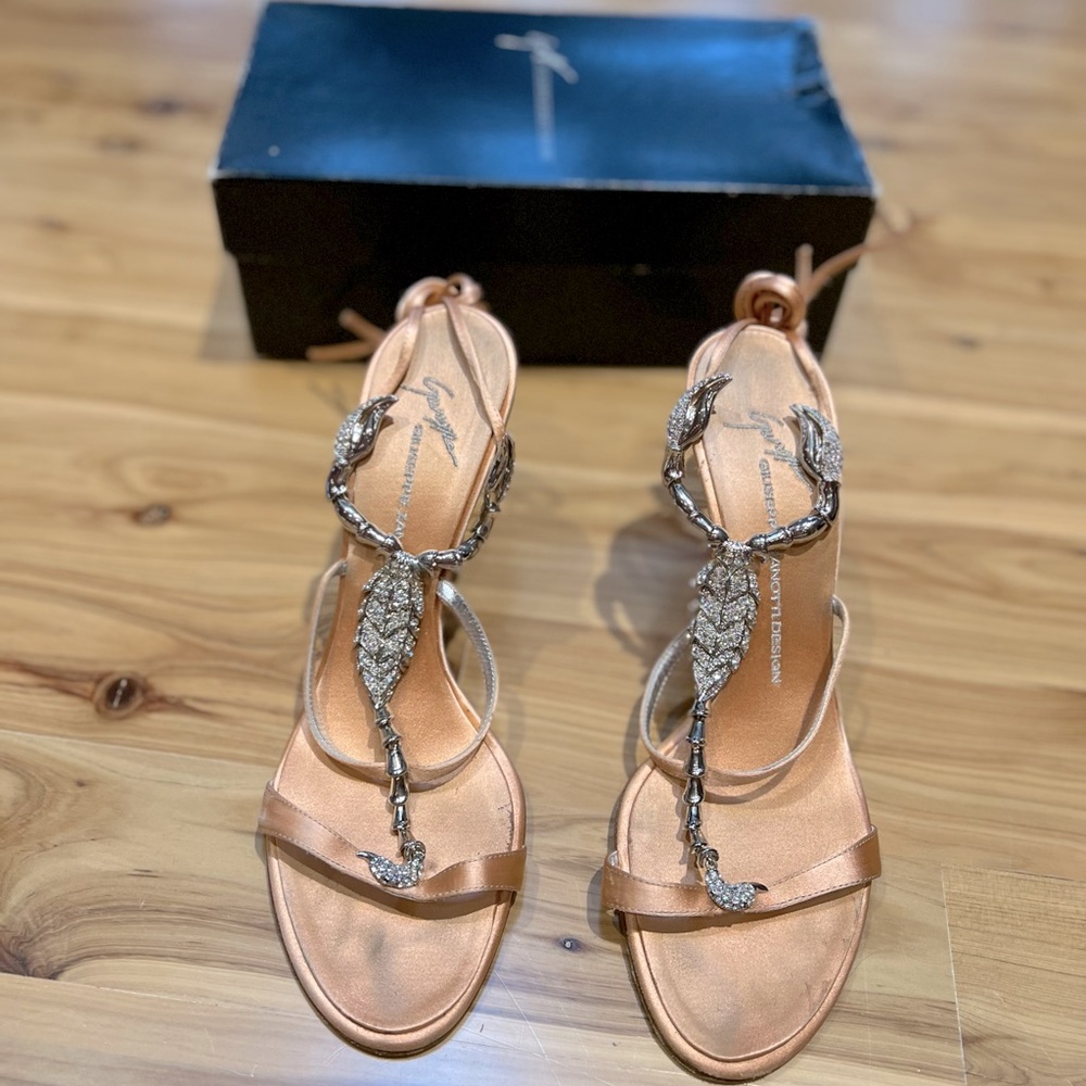 Giuseppe Zanotti Peach Scorpion Wrap Heel Sandal - Size 40.5